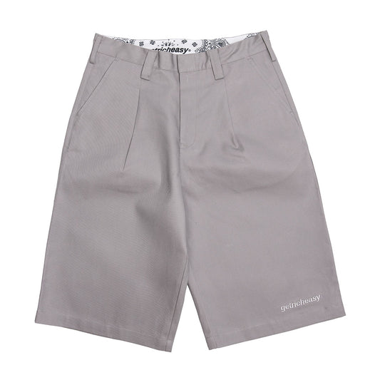 Loose Straight Cotton Shorts Gray