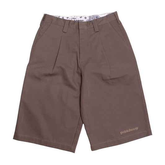 Loose Straight Cotton Shorts Olive